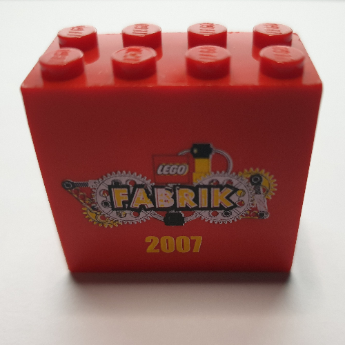Visuel indicatif Rebrickable de Brique 2 x 4 x 3 avec motif imprimé 'LEGO Fabrik 2007' (Brick 2 x 4 x 3 with 'LEGO Fabrik 2007' Print)