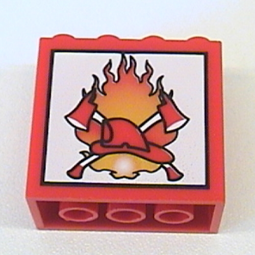 Visuel indicatif Rebrickable de Brique 2 x 4 x 3 avec motif imprimé feu (Brick 2 x 4 x 3 with Fire Print)