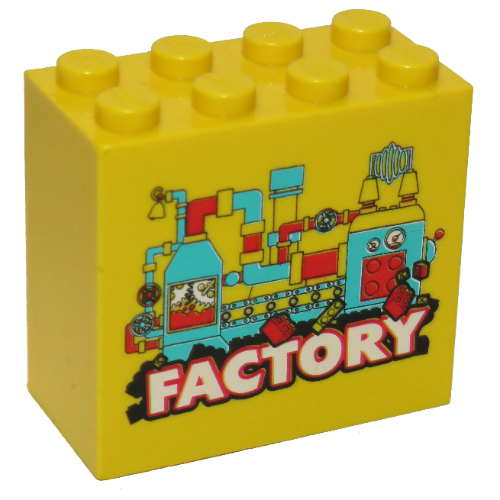 Visuel indicatif Rebrickable de Brique 2 x 4 x 3 avec motif imprimé 'Factory' (Brick 2 x 4 x 3 with 'Factory' Print)