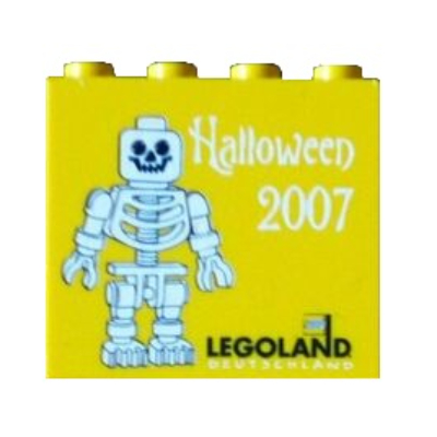 Visuel indicatif Rebrickable de Brique 2 x 4 x 3 avec 'LEGOLAND Deutschland Halloween 2007', squelette minifigurine motif imprimé (Brick 2 x 4 x 3 with 'LEGOLAND Deutschland Halloween 2007', Skeleton Minifig Print)
