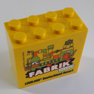 Visuel indicatif Rebrickable de Brique 2 x 4 x 3 avec motif imprimé 'LEGOLAND Deutschland Fabrik 2020' (Brick 2 x 4 x 3 with 'LEGOLAND Deutschland Fabrik 2020' Print)