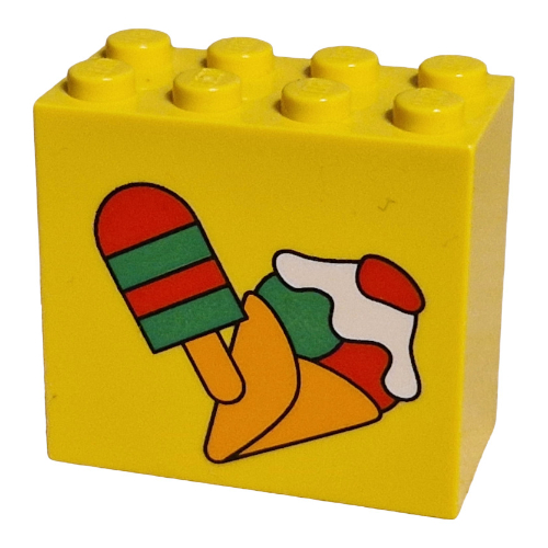 Visuel indicatif Rebrickable de Brique 2 x 4 x 3 avec motif imprimé Popsicle et cône de crème glacée (Brick 2 x 4 x 3 with Popsicle and Ice Cream Cone Print)