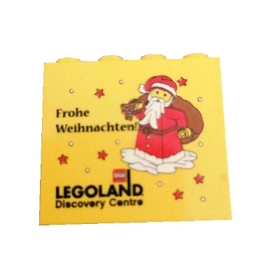 Visuel indicatif Rebrickable de Brique 2 x 4 x 3 avec motif imprimé 'LEGOLAND Discovery Centre Frohe Weihnachten and Santa Claus' (Brick 2 x 4 x 3 with 'LEGOLAND Discovery Centre Frohe Weihnachten and Santa Claus' Print)