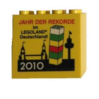 Visuel indicatif Rebrickable de Brique 2 x 4 x 3 avec motif imprimé 'JAHR DER REKORDE im LEGOLAND Deutschland 2010' (Brick 2 x 4 x 3 with 'JAHR DER REKORDE im LEGOLAND Deutschland 2010' Print)