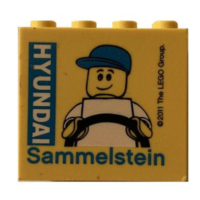 Visuel indicatif Rebrickable de Brique 2 x 4 x 3 avec motif imprimé bleu 'HYUNDAI Sammelstein 2011' (Brick 2 x 4 x 3 with Blue 'HYUNDAI Sammelstein 2011' Print)