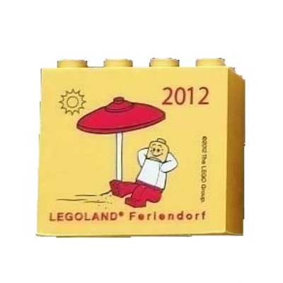 Visuel indicatif Rebrickable de Brique 2 x 4 x 3 avec motif imprimé 'LEGOLAND Feriendorf 2012' (Brick 2 x 4 x 3 with 'LEGOLAND Feriendorf 2012' Print)