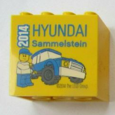 Visuel indicatif Rebrickable de Brique 2 x 4 x 3 avec motif imprimé 'HYUNDAI Sammelstein 2014' (Brick 2 x 4 x 3 with 'HYUNDAI Sammelstein 2014' Print)