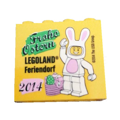 Visuel indicatif Rebrickable de Brique 2 x 4 x 3 avec motif imprimé 'LEGOLAND Feriendorf 2014 Frohe Ostern' (Brick 2 x 4 x 3 with 'LEGOLAND Feriendorf 2014 Frohe Ostern' Print)