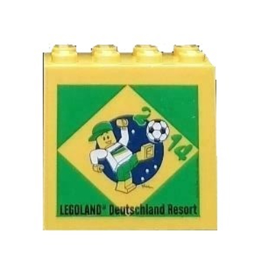 Visuel indicatif Rebrickable de Brique 2 x 4 x 3 avec motif imprimé 'LEGOLAND Deutschland Resort 2014 (Soccer World Cup Brazil)' (Brick 2 x 4 x 3 with 'LEGOLAND Deutschland Resort 2014 (Soccer World Cup Brazil)' Print)