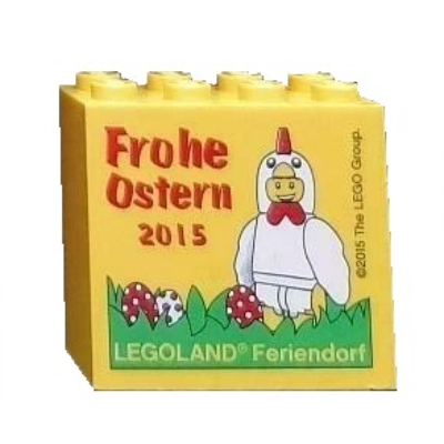 Visuel indicatif Rebrickable de Brique 2 x 4 x 3 avec motif imprimé 'LEGOLAND Feriendorf Frohe Ostern 2015' (Brick 2 x 4 x 3 with 'LEGOLAND Feriendorf Frohe Ostern 2015' Print)
