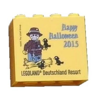 Visuel indicatif Rebrickable de Brique 2 x 4 x 3 avec motif imprimé 'LEGOLAND Deutschland Resort Happy Halloween 2015' (Brick 2 x 4 x 3 with 'LEGOLAND Deutschland Resort Happy Halloween 2015' Print)