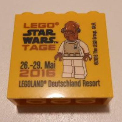 Visuel indicatif Rebrickable de Brique 2 x 4 x 3 avec motif imprimé 'LEGOLAND Deutschland Resort LEGO STAR WARS TAGE 26. - 29. Mai 2016' (Brick 2 x 4 x 3 with 'LEGOLAND Deutschland Resort LEGO STAR WARS TAGE 26. - 29. Mai 2016' Print)