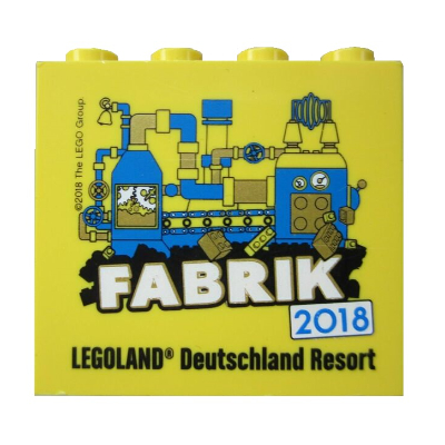 Visuel indicatif Rebrickable de Brique 2 x 4 x 3 avec motif imprimé 'LEGOLAND Deutschland Resort FABRIK 2018' (Brick 2 x 4 x 3 with 'LEGOLAND Deutschland Resort FABRIK 2018' Print)
