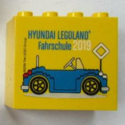 Visuel indicatif Rebrickable de Brique 2 x 4 x 3 avec motif imprimé 'HYUNDAI LEGOLAND Fahrschule 2019' (Brick 2 x 4 x 3 with 'HYUNDAI LEGOLAND Fahrschule 2019' Print)
