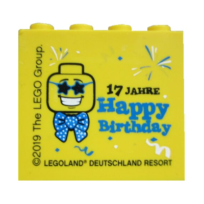 Visuel indicatif Rebrickable de Brique 2 x 4 x 3 avec 'LEGOLAND Deutschland Resort 17 JAHRE Happy Birthday' motif imprimé (Brick 2 x 4 x 3 with 'LEGOLAND Deutschland Resort 17 JAHRE Happy Birthday' Print)