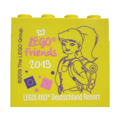 Visuel indicatif Rebrickable de Brique 2 x 4 x 3 avec motif imprimé 'LEGOLAND Deutschland Resort LEGO friends 2019' (Brick 2 x 4 x 3 with 'LEGOLAND Deutschland Resort LEGO friends 2019' Print)