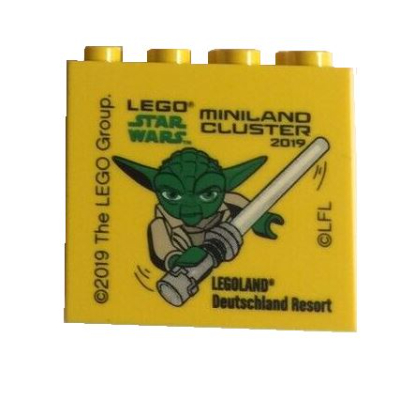 Visuel indicatif Rebrickable de Brique 2 x 4 x 3 avec motif imprimé 'LEGOLAND Deutschland Resort LEGO STAR WARS MINILAND CLUSTER 2019' (Brick 2 x 4 x 3 with 'LEGOLAND Deutschland Resort LEGO STAR WARS MINILAND CLUSTER 2019' Print)