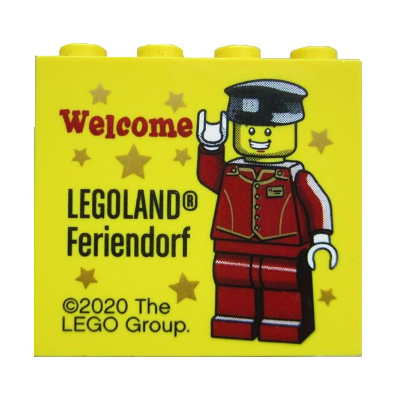 Visuel indicatif Rebrickable de Brique 2 x 4 x 3 avec motif imprimé 'LEGOLAND Feriendorf Welcome' (Brick 2 x 4 x 3 with 'LEGOLAND Feriendorf Welcome' Print)