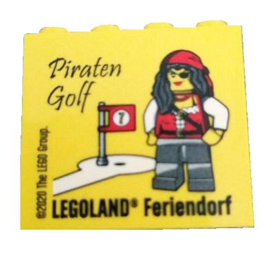 Visuel indicatif Rebrickable de Brique 2 x 4 x 3 avec motif imprimé 'LEGOLAND Feriendorf Piraten Golf' (Brick 2 x 4 x 3 with 'LEGOLAND Feriendorf Piraten Golf' Print)