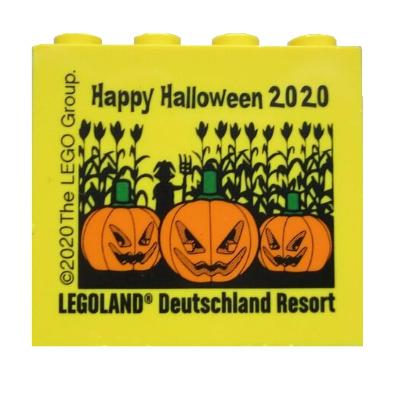 Visuel indicatif Rebrickable de Brique 2 x 4 x 3 avec motif imprimé 'LEGOLAND Deutschland Resort Happy Halloween 2020' (Brick 2 x 4 x 3 with 'LEGOLAND Deutschland Resort Happy Halloween 2020' Print)