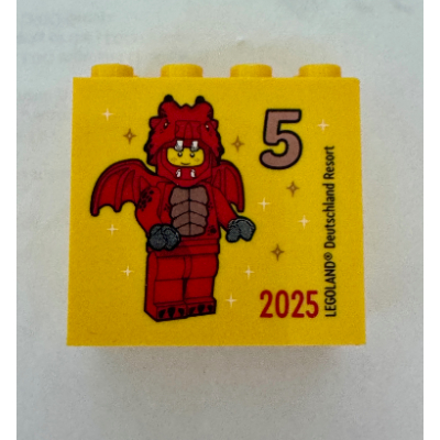 Visuel indicatif Rebrickable de Brique 2 x 4 x 3 avec motif imprimé 'LEGOLAND Deutschland Resort 5 2025', (Besuchsmeister Bronze) (Brick 2 x 4 x 3 with 'LEGOLAND Deutschland Resort 5 2025', (Besuchsmeister Bronze) Print)