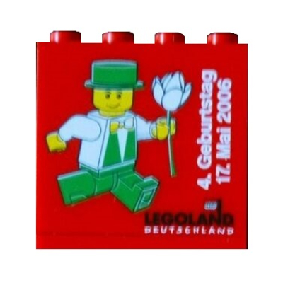 Visuel indicatif Rebrickable de Brique 2 x 4 x 3 avec 'LEGOLAND Deutschland Resort 4. Geburtstag 17. Mai 2006' motif imprimé (Brick 2 x 4 x 3 with 'LEGOLAND Deutschland Resort 4. Geburtstag 17. Mai 2006' Print)