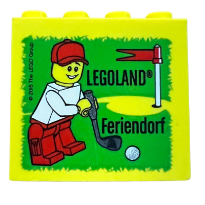 Visuel indicatif Rebrickable de Brique 2 x 4 x 3 avec motif imprimé 'LEGOLAND Fereindorf golf playing minifigure' (Brick 2 x 4 x 3 with 'LEGOLAND Fereindorf golf playing minifigure' Print)