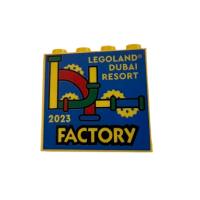 Visuel indicatif Rebrickable de Brique 2 x 4 x 3 avec motif imprimé 'LEGOLAND Dubai Resort 2023 Factory' (Brick 2 x 4 x 3 with 'LEGOLAND Dubai Resort 2023 Factory' Print)