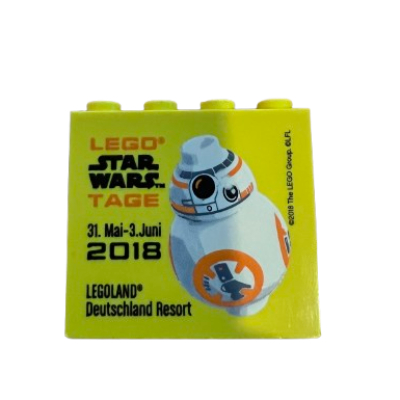 Visuel indicatif Rebrickable de Brique 2 x 4 x 3 avec motif imprimé 'Legoland Deutschland Resort', 'LEGO Star Wars Tage 31. Mai - 3. Juni 2018' (Brick 2 x 4 x 3 with 'Legoland Deutschland Resort', 'LEGO Star Wars Tage 31. Mai - 3. Juni 2018' Print)