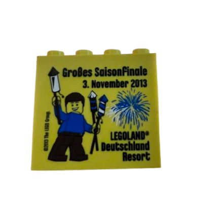 Visuel indicatif Rebrickable de Brique 2 x 4 x 3 avec motif imprimé 'Legoland Deutschland Resort', 'Großes Saisonfinale 3. November 2013' (Brick 2 x 4 x 3 with 'Legoland Deutschland Resort', 'Großes Saisonfinale 3. November 2013' Print)