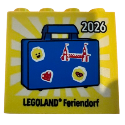 Visuel indicatif Rebrickable de Brique 2 x 4 x 3 avec '2026 LEGOLAND Feriendorf', motif imprimé Valise bleue (Brick 2 x 4 x 3 with '2026 LEGOLAND Feriendorf', Blue Suitcase Print)