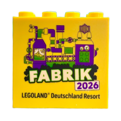 Visuel indicatif Rebrickable de Brique 2 x 4 x 3 avec motif imprimé 'LEGOLAND Deutschland Resort FABRIK 2026' (Brick 2 x 4 x 3 with 'LEGOLAND Deutschland Resort FABRIK 2026' Print)