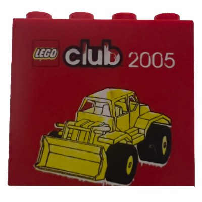 Visuel indicatif Rebrickable de Brique 2 x 4 x 3 avec motif imprimé 'Lego Club 2005 - Yellow bulldozer' (Brick 2 x 4 x 3 with 'Lego Club 2005 - Yellow bulldozer' Print)
