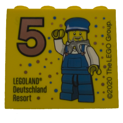 Visuel indicatif Rebrickable de Brique 2 x 4 x 3 avec motif imprimé '5 (bronze) LEGOLAND Deutschland Resort' (Brick 2 x 4 x 3 with '5 (bronze) LEGOLAND Deutschland Resort' Print)