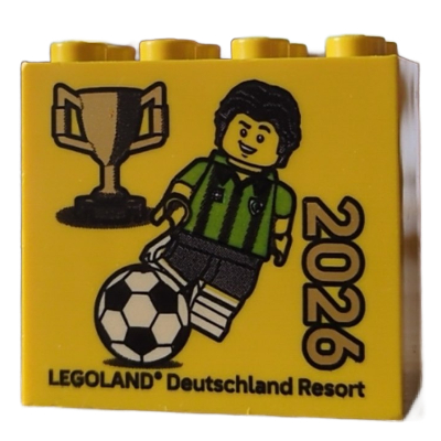 Visuel indicatif Rebrickable de Brique 2 x 4 x 3 avec motif imprimé 'LEGOLAND Deutschland Resort WM 2026' (Brick 2 x 4 x 3 with 'LEGOLAND Deutschland Resort WM 2026' Print)