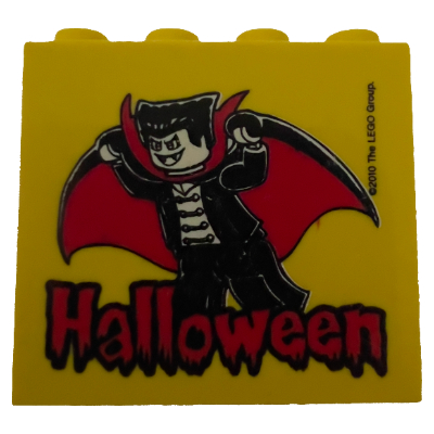 Visuel indicatif Rebrickable de Brique 2 x 4 x 3 avec 'Halloween', motif imprimé Dracula (Brick 2 x 4 x 3 with 'Halloween', Dracula Print)