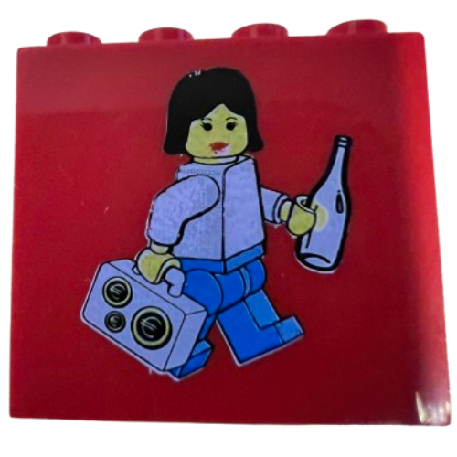 Visuel indicatif Rebrickable de Brique 2 x 4 x 3 avec figurine, Bouteille, Motif imprimé radio (Brick 2 x 4 x 3 with Minifig, Bottle, Radio Print)