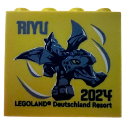 Visuel indicatif Rebrickable de Brique 2 x 4 x 3 avec motif imprimé Dragon 'LEGOLAND Deutschland Resort RIYU 2024' (Brick 2 x 4 x 3 with 'LEGOLAND Deutschland Resort RIYU 2024' Dragon Print)