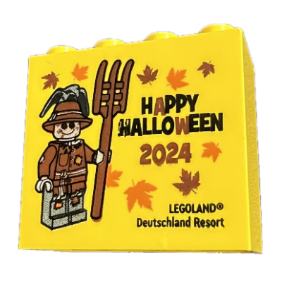 Visuel indicatif Rebrickable de Brique 2 x 4 x 3 avec motif imprimé 'LEGOLAND Deutschland Resort HAPPY HALLOWEEN 2024' (Brick 2 x 4 x 3 with 'LEGOLAND Deutschland Resort HAPPY HALLOWEEN 2024' Print)