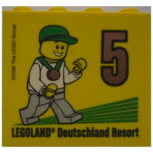 Visuel indicatif Rebrickable de Brique 2 x 4 x 3 avec motif imprimé 'LEGOLAND Deutschland Resort 5 2015' (Besuchsmeister Bronze) (Brick 2 x 4 x 3 with 'LEGOLAND Deutschland Resort 5 2015' (Besuchsmeister Bronze) Print)