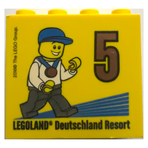 Visuel indicatif Rebrickable de Brique 2 x 4 x 3 avec motif imprimé 'LEGOLAND Deutschland Resort 5 2016' (Besuchsmeister Bronze) (Brick 2 x 4 x 3 with 'LEGOLAND Deutschland Resort 5 2016' (Besuchsmeister Bronze) Print)