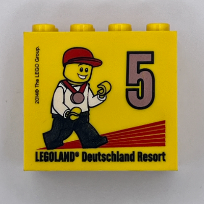 Visuel indicatif Rebrickable de Brique 2 x 4 x 3 avec motif imprimé 'LEGOLAND Deutschland Resort 5 2014' (Besuchsmeister Bronze) (Brick 2 x 4 x 3 with 'LEGOLAND Deutschland Resort 5 2014' (Besuchsmeister Bronze) Print)