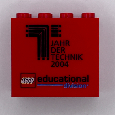 Visuel indicatif Rebrickable de Brique 2 x 4 x 3 avec motif imprimé 'LEGO educational division JAHR DER TECHNIK 2004' (Brick 2 x 4 x 3 with 'LEGO educational division JAHR DER TECHNIK 2004' Print)