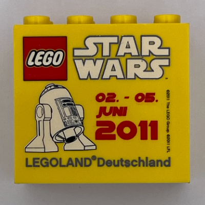 Visuel indicatif Rebrickable de Brique 2 x 4 x 3 avec 'LEGOLAND Deutschland STAR WARS 02. - 05. JUNI 2011', motif imprimé R2-D2 (Brick 2 x 4 x 3 with 'LEGOLAND Deutschland STAR WARS 02. - 05. JUNI 2011', R2-D2 Print)