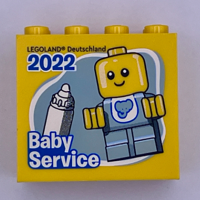Visuel indicatif Rebrickable de Brique 2 x 4 x 3 avec motif imprimé 'LEGOLAND Deutschland 2022 Baby Service' (Brick 2 x 4 x 3 with 'LEGOLAND Deutschland 2022 Baby Service' Print)