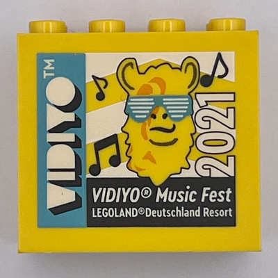 Visuel indicatif Rebrickable de Brique 2 x 4 x 3 avec motif imprimé 'LEGOLAND Deutschland Resort VIDIYO Music Fest 2021' (Brick 2 x 4 x 3 with 'LEGOLAND Deutschland Resort VIDIYO Music Fest 2021' Print)