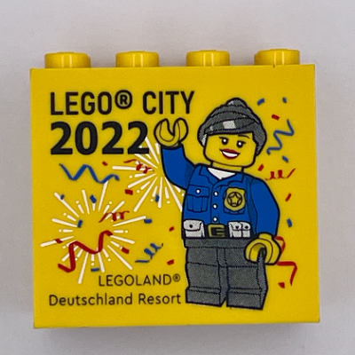 Visuel indicatif Rebrickable de Brique 2 x 4 x 3 avec motif imprimé 'LEGOLAND Deutschland Resort LEGO City 2022' (Brick 2 x 4 x 3 with 'LEGOLAND Deutschland Resort LEGO City 2022' Print)