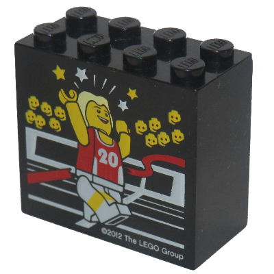 Visuel indicatif Rebrickable de Brique 2 x 4 x 3 avec motif imprimé 'LEGOLAND Windsor Resort' / Athlète olympique #20 (Brick 2 x 4 x 3 with 'LEGOLAND Windsor Resort' / Olympic Athlete #20 Print)