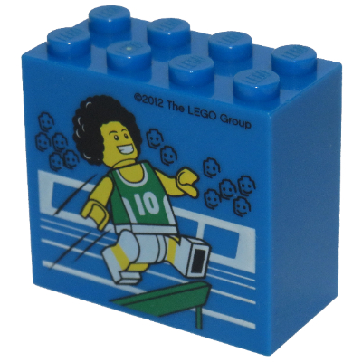 Visuel indicatif Rebrickable de Brique 2 x 4 x 3 avec motif imprimé 'LEGOLAND Windsor Resort' / Athlète olympique #10 (Brick 2 x 4 x 3 with 'LEGOLAND Windsor Resort' / Olympic Athlete #10 Print)