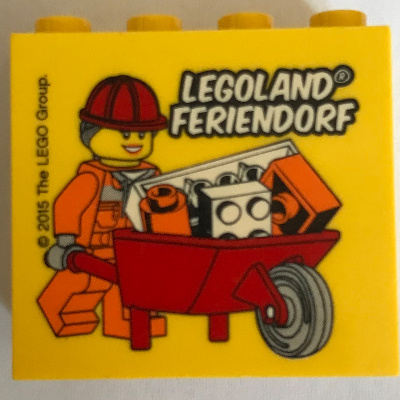 Visuel indicatif Rebrickable de Brique 2 x 4 x 3 avec 'LEGOLAND FERIENDORF', Motif imprimé brouette (Brick 2 x 4 x 3 with 'LEGOLAND FERIENDORF', Wheelbarrow Print)